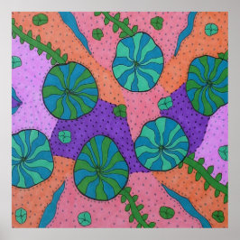 Retro Sea Garden in Orange und Lila Poster