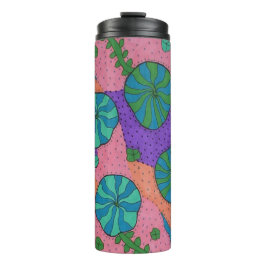 Retro Sea Garden in Orange und Lila  Thermosbecher