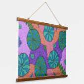 Retro Sea Garden in Orange und Lila Wandteppich Mit Holzrahmen (Gewinkelt)