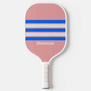 Retro Sea Kiss Across Striping with Name Pickleball Schläger