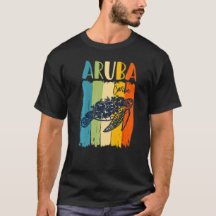 Retro Sea Turtle Aruba Caribe Themenfamilie T-Shirt
