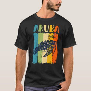 Retro Sea Turtle Aruba Caribe Themenfamilie T-Shirt