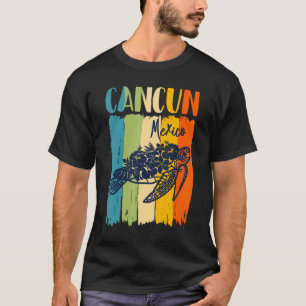 Retro Sea Turtle Cancun Mexiko Themenfreunde Famil T-Shirt