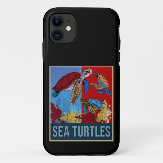 Retro Sea Turtles Gift Underwater Tortoise Case-Mate iPhone Hülle (Rückseite)