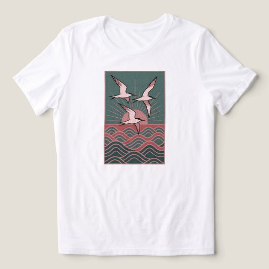 Retro Seabird - Ozeansonnenküste | NUR WEISS Tri-Blend Shirt (Design Vorderseite)
