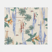 Retro seamless tropical island Pattern on light be Fleecedecke (Vorderseite (Horizontal))