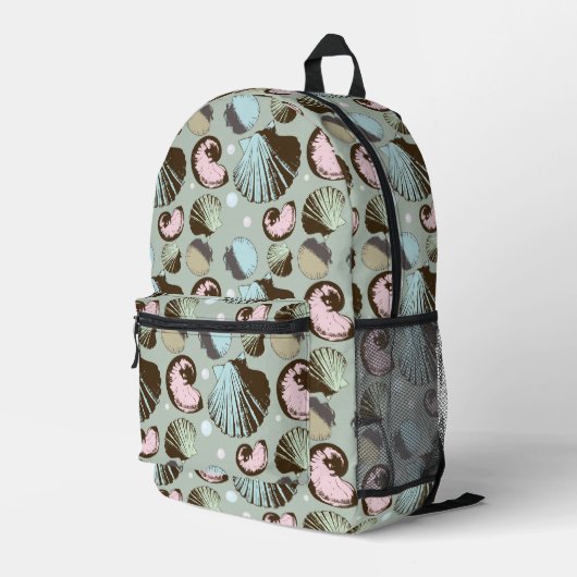 Retro Seashell Muster Bedruckter Rucksack (Rückseitige Ecke Rechts)
