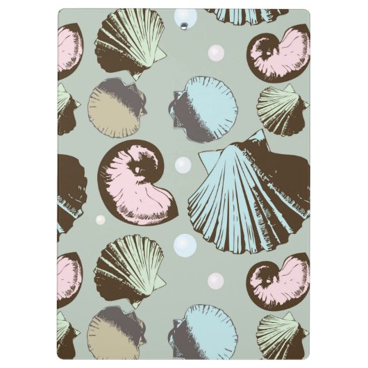 Retro Seashell-Muster Klemmbrett (Rückseite)