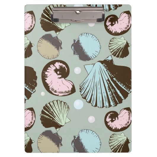 Retro Seashell-Muster Klemmbrett (Vorderseite)