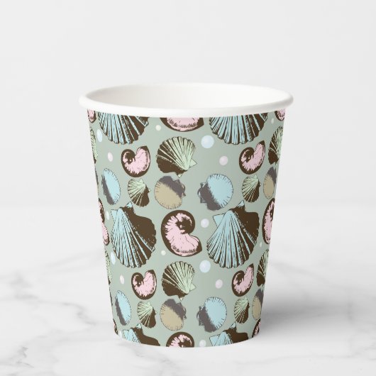 Retro Seashell Muster Pappbecher (Vorderseite)