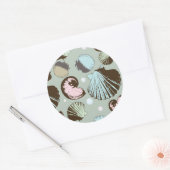Retro Seashell Muster Runder Aufkleber (Umschlag)