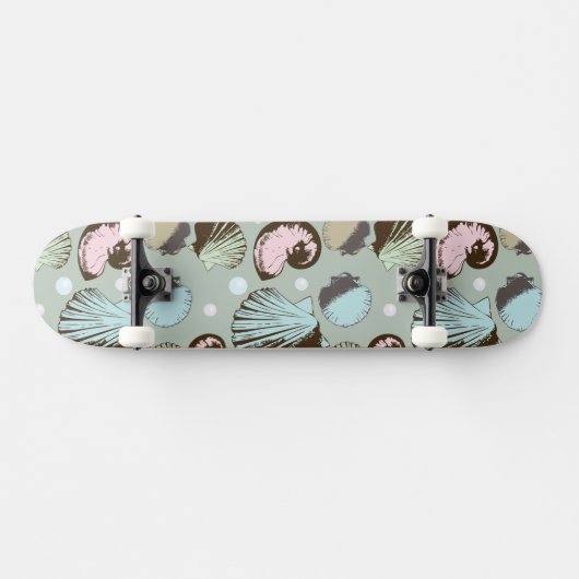 Retro Seashell-Muster Skateboard (Horizontal)