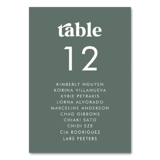 Retro-Seating Chart Guest Names Minimalistische Ho Tischnummer (Rückseite)