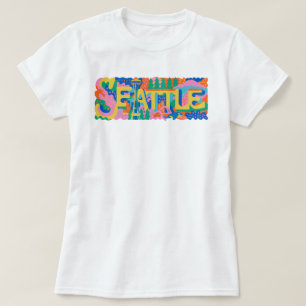 Retro Seattle Space Needle Mount Rainier Orca Wal T-Shirt