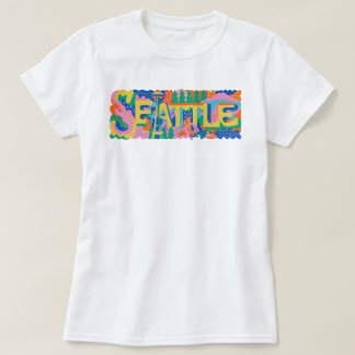 Retro Seattle Space Needle Mount Rainier Orca Wal T-Shirt