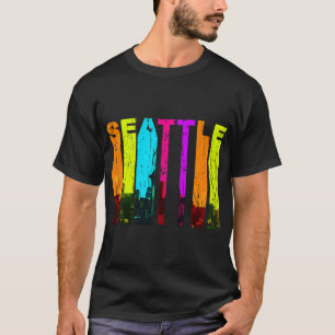 Retro Seattle Washington City Skyline T-Shirt