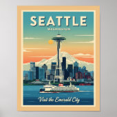 Retro Seattle Washington Space Needle Poster (Vorne)