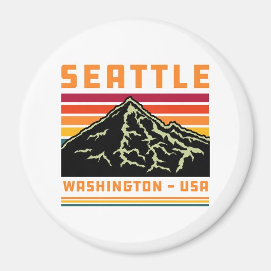 Retro Seattle Washington Staat Souvenir Mountain Magnet (Vorne)