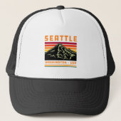 Retro Seattle Washington Staat Souvenir Mountain Truckerkappe (Vorderseite)