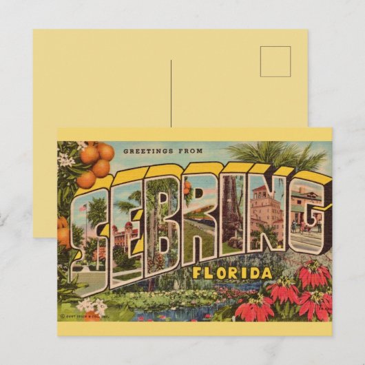 Retro Sebring Florida Postkarte (Vorne/Hinten)