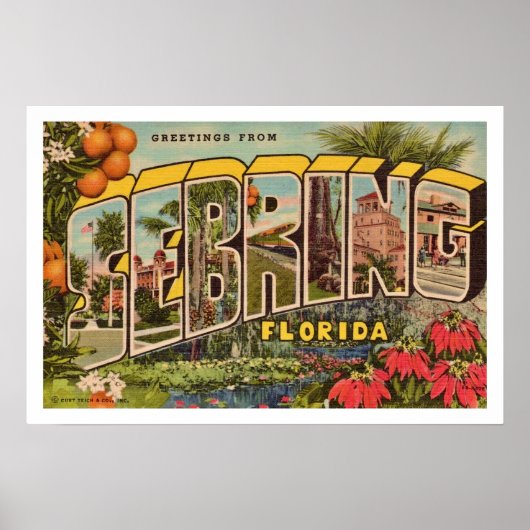 Retro Sebring Florida Postkarte drucken Poster (Vorne)
