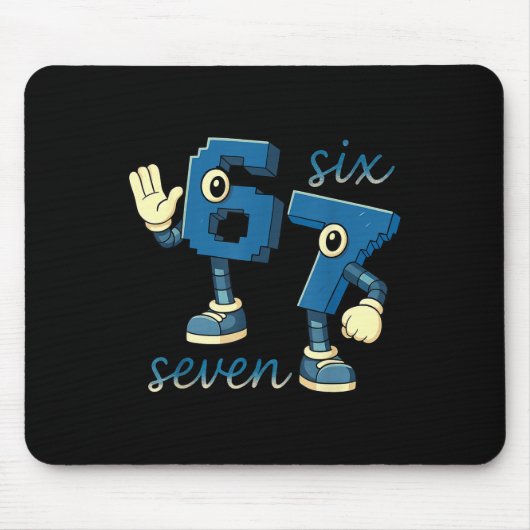Retro-Sechs-Sieben-Nummern-Meme-Brainrot-Geschenk  Mousepad (Vorne)