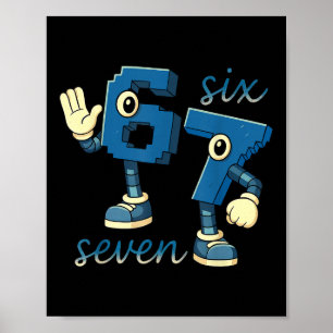 Retro-Sechs-Sieben-Nummern-Meme-Brainrot-Geschenk Poster