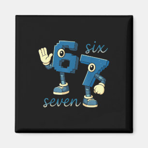 Retro Sechs Sieben Zahl Meme Brainrot Geschenk für Magnet