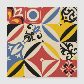 Retro-Sechziger-Jahre-Azulejos-Geometrisches-Muste Magnetkarte