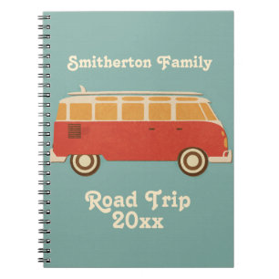 Retro Sechziger Jahre Van Familien Roadtrip Urlaub Notizblock