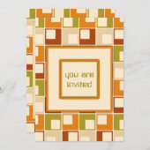 Retro Sechziger-Quadrat-Muster personalisiert Einladung (Vorne/Hinten)