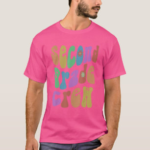 Retro Second Grade Crew Hallo 2. Gr Pink T-Shirt