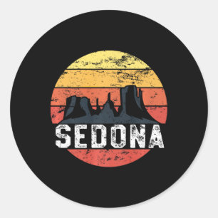 Retro Sedona Arizona Familienurlaub Rote Felsen Gi Runder Aufkleber