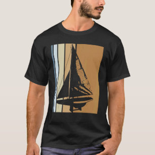 Retro-Segelschiff-Skipper-Schiff-Katamaran-Yacht-S T-Shirt