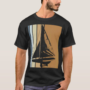 Retro-Segelschiff-Skipper-Schiff-Katamaran-Yacht-S T-Shirt