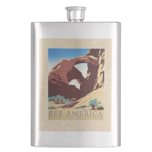 Retro-Sehen-Amerika-Western-Cowboys-Wüste-Bogen-WP Flachmann