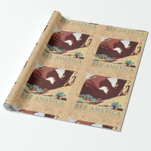 Retro-Sehen-Amerika-Western-Cowboys-Wüste-Bogen-WP Geschenkpapier