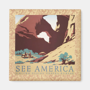 Retro-Sehen-Amerika-Western-Cowboys-Wüste-Bogen-WP Magnet