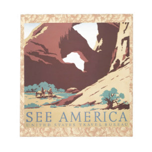 Retro-Sehen-Amerika-Western-Cowboys-Wüste-Bogen-WP Notizblock