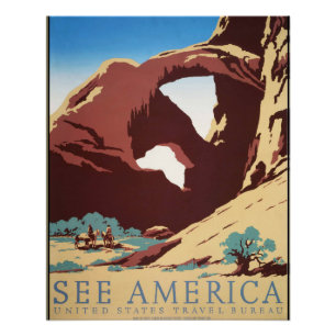 Retro-Sehen-Amerika-Western-Cowboys-Wüste-Bogen-WP Poster