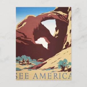 Retro-Sehen-Amerika-Western-Cowboys-Wüste-Bogen-WP Postkarte