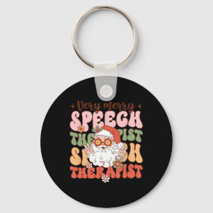 Retro Sehr frohe Rede Therapeut Weihnachts-Slp Bo Schlüsselanhänger