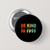 Retro Seid nette Hand Zeichen ASL Autismus Bewusst Button (Vorne & Hinten)