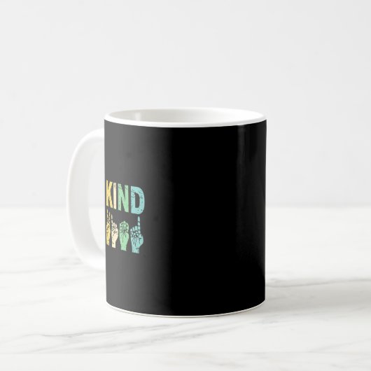 Retro Seid nette Hand Zeichen ASL Autismus Bewusst Kaffeetasse (Vorderseite Links)