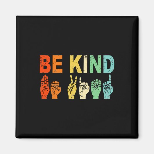 Retro Seid nette Hand Zeichen ASL Autismus Bewusst Magnet (Vorne)