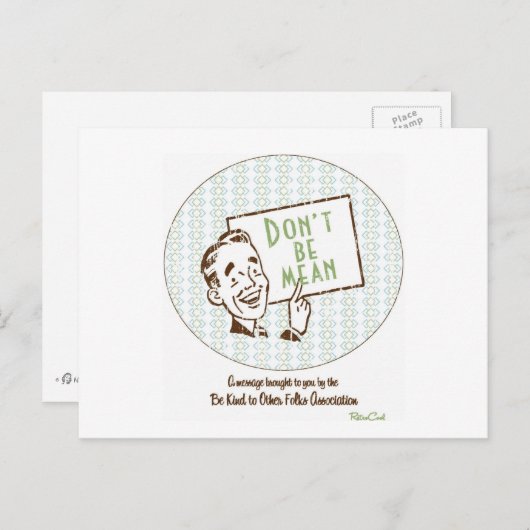 Retro "seien Sie nicht gemeine" Postkarte (Vorne/Hinten)