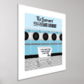 Retro-Selbstbedienungswäscherei, die sie die Arbei Foliendrucke (Ablage )