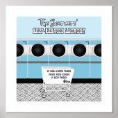 Retro-Selbstbedienungswäscherei, die sie die Arbei Foliendrucke (Vorderseite)