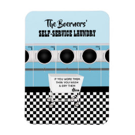 Retro-Selbstbedienungswäscherei, die sie die Arbei Magnet