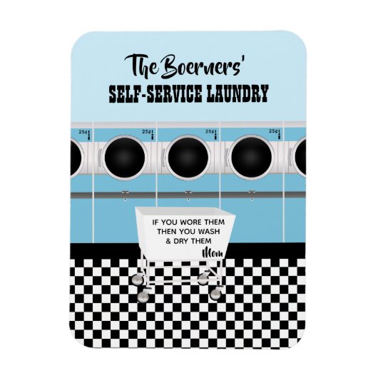 Retro-Selbstbedienungswäscherei, die sie die Arbei Magnet (Vertikal)